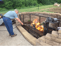 Eric was getting the fire going.